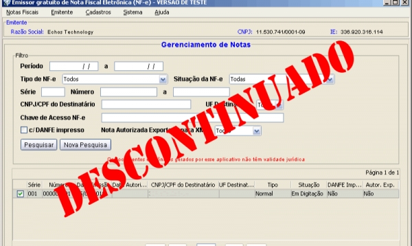 Descontinuação do emissor gratuito de NF-e no ano de 2017