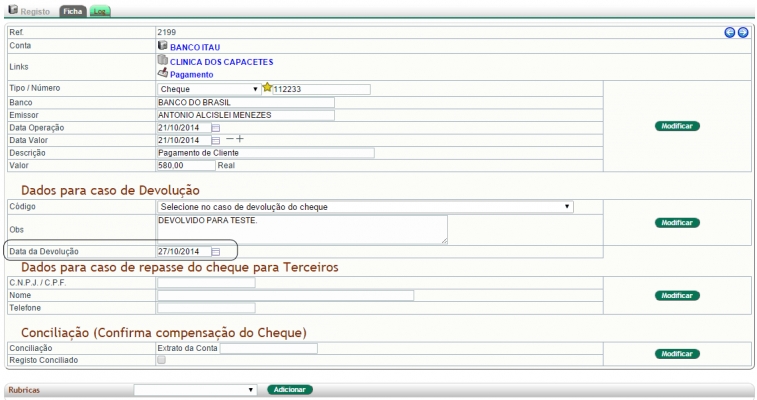 Melhoria no controle de cheques devolvidos na versão 5.15 do APLWeb