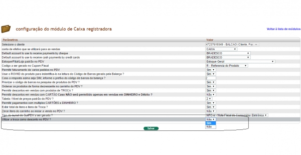 Troca como desconto no PDV na versão 6.06