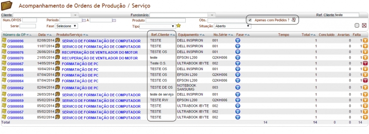 Filtrando apenas OP/OS vinculados a pedidos na versão 5.19 do APLWeb