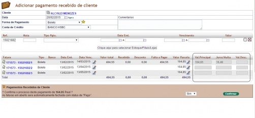 Campos para Juros e Desconto no financeiro de clientes na versão 5.24 do APLWeb