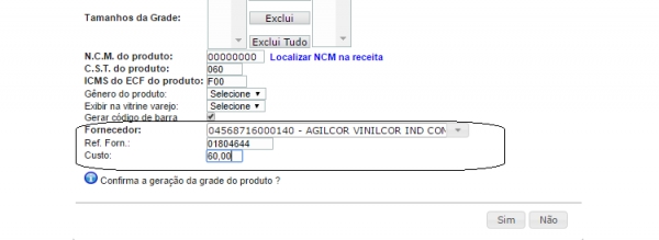 Incluindo preço de fornecedor direto no cadastro do produto na versão 6.09 do APLWeb