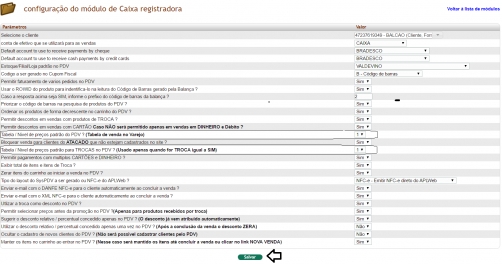 Tabelas de preço padrão para troca e varejo no PDV na versão 6.24