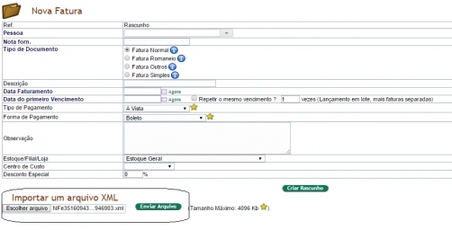 Criando fatura direto do XML do fornecedor na versão 6.04 do APLWeb