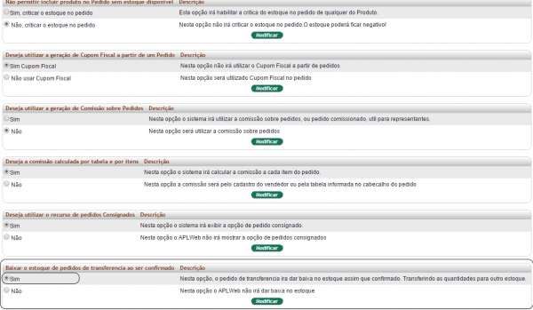 Empenhando estoque de trasnferências na confirmação do pedido na versão 5.1 do APLWeb