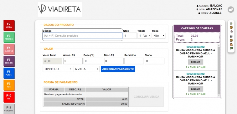 Versão lite do ponto de vendas do APLWeb