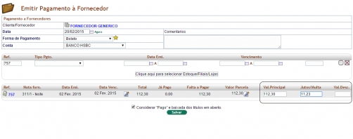 Campos para Juros e Desconto no financeiro de Fornecedores na versão 5.25 do APLWeb