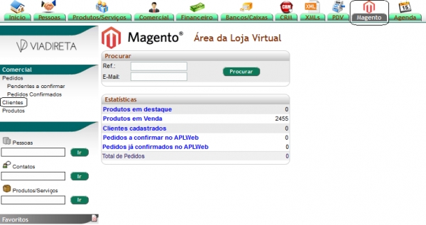 Integração com site por meio do módulo Magento na versão 6.26 do APLWeb