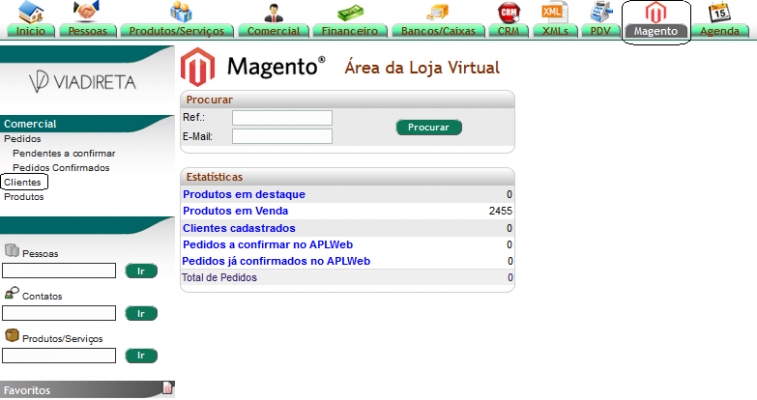 Integração com site por meio do módulo Magento na versão 6.26 do APLWeb