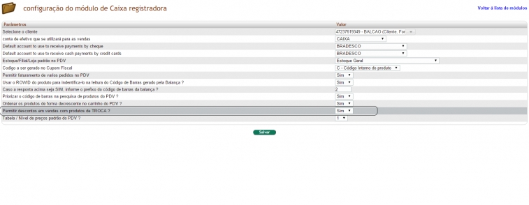 Permitindo descontos na TROCA na versão 5.7 do APLWeb