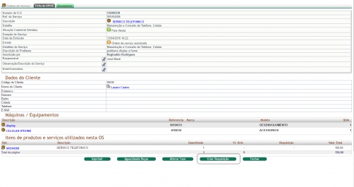 Requisitando direto de uma OS / OP na versão 5.93 do APLWeb